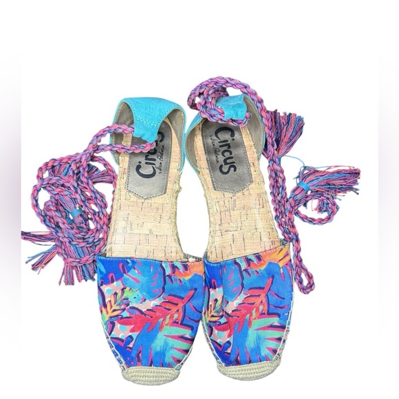 Circus by Sam Edelman Blue and Pink Espadrilles with Ankle Ties - Picture 2 of 6